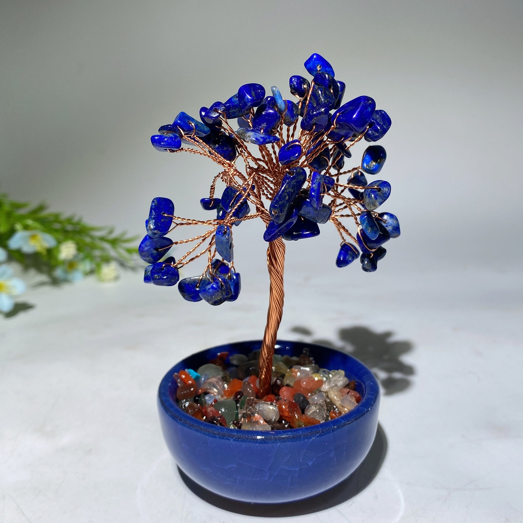 10-12cm Mixed Crystal Chips Healing Tree with Ceramic Pot