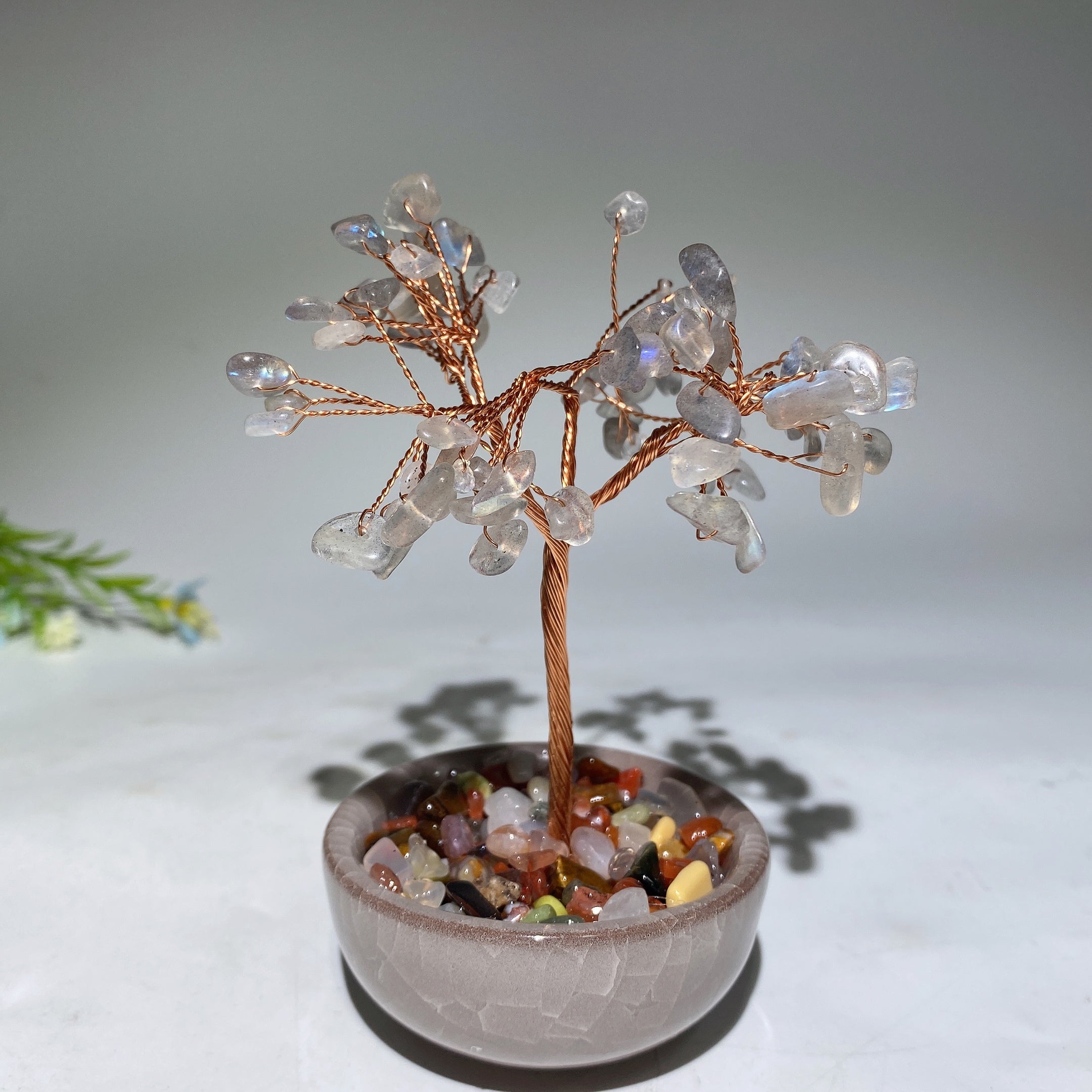 10-12cm Mixed Crystal Chips Healing Tree with Ceramic Pot