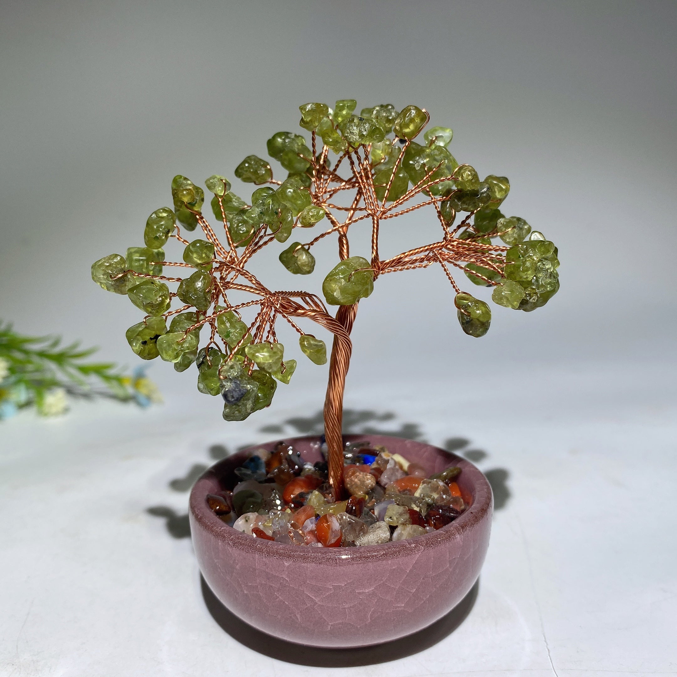 10-12cm Mixed Crystal Chips Healing Tree with Ceramic Pot