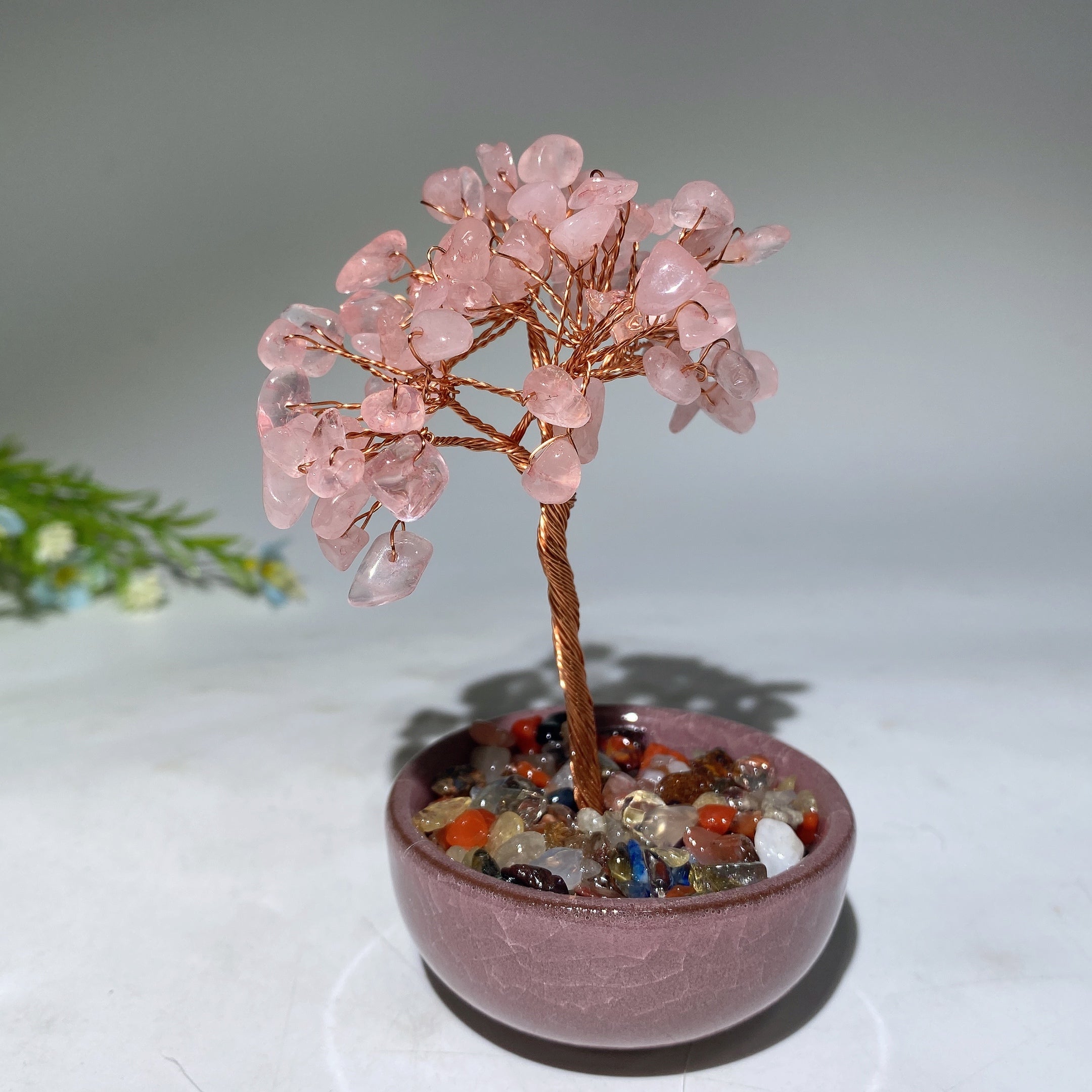 10-12cm Mixed Crystal Chips Healing Tree with Ceramic Pot
