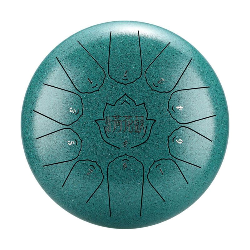 10-Inch Carbon Steel Tongue Drum 11 Notes in C Major - 10 Inches/11 Notes (C Major) / Malachite
