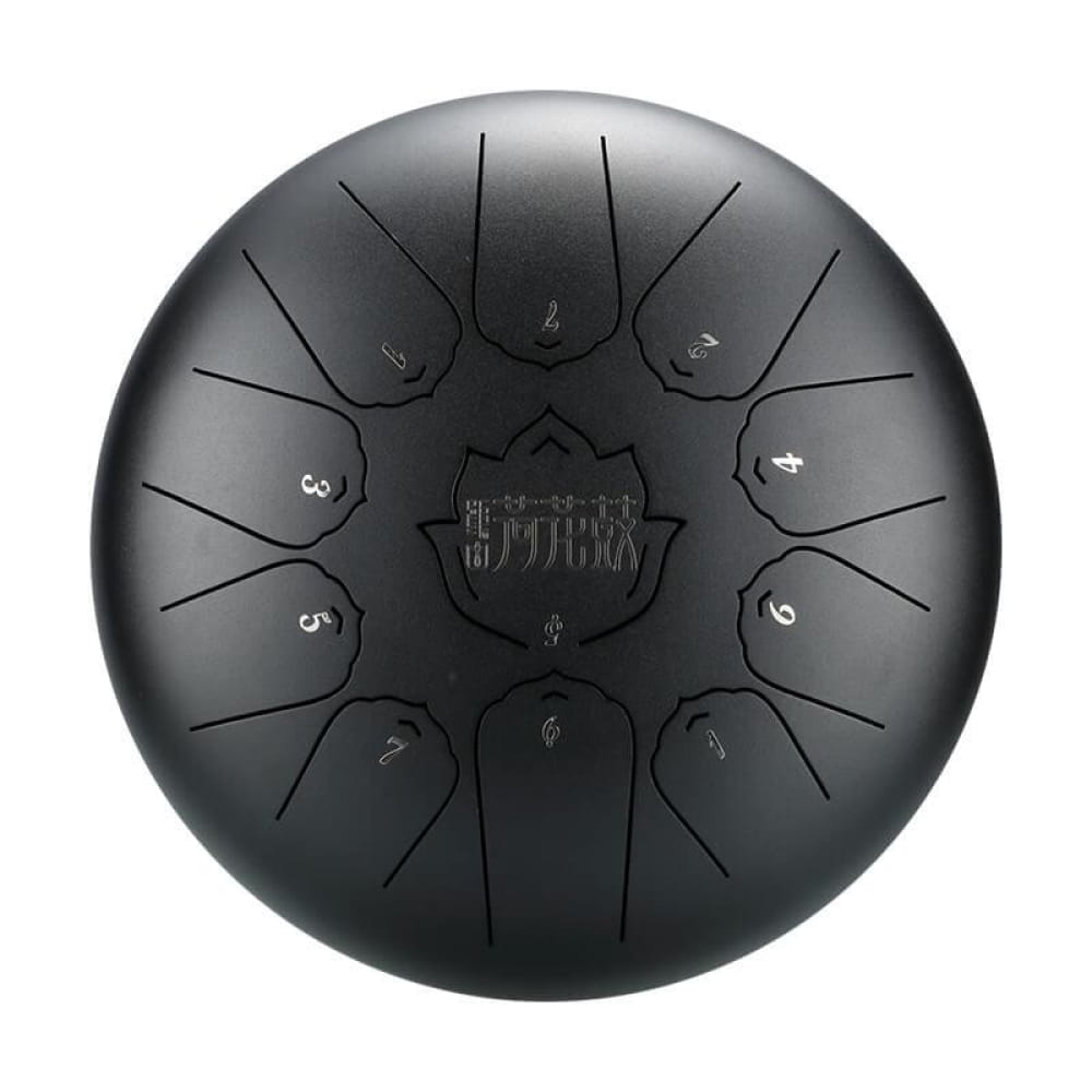 10-Inch Carbon Steel Tongue Drum 11 Notes in C Major - 10 Inches/11 Notes (C Major) / Jet Black