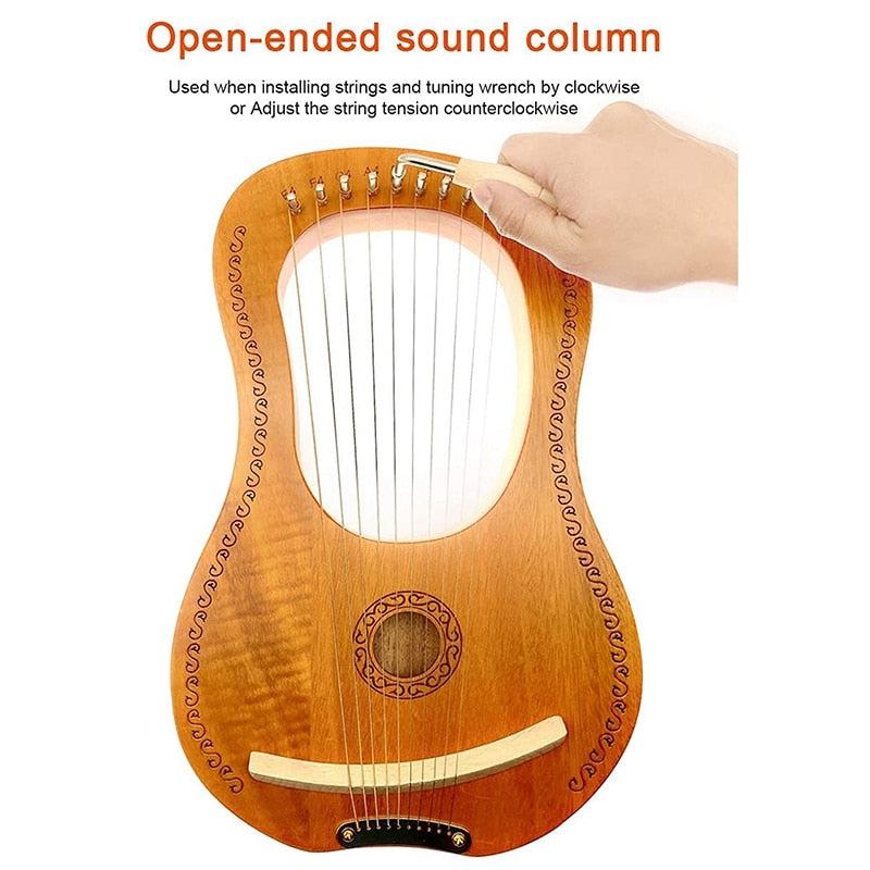 Buy 10 String Mahogany Lyre Harp with Bag & Tool