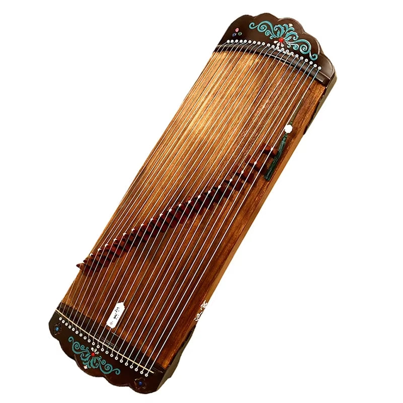 Traditional Chinese Guzheng with wooden body and 21 strings made from Paulownia wood