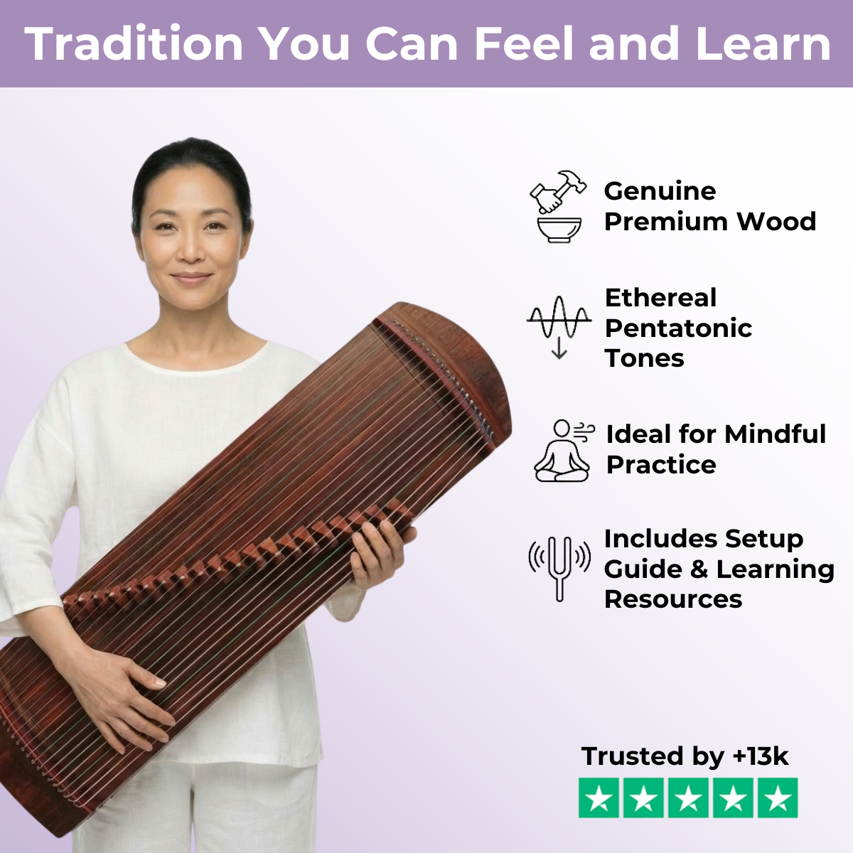 100 cm Guzheng Zither 21 Strings Paulownia 古筝