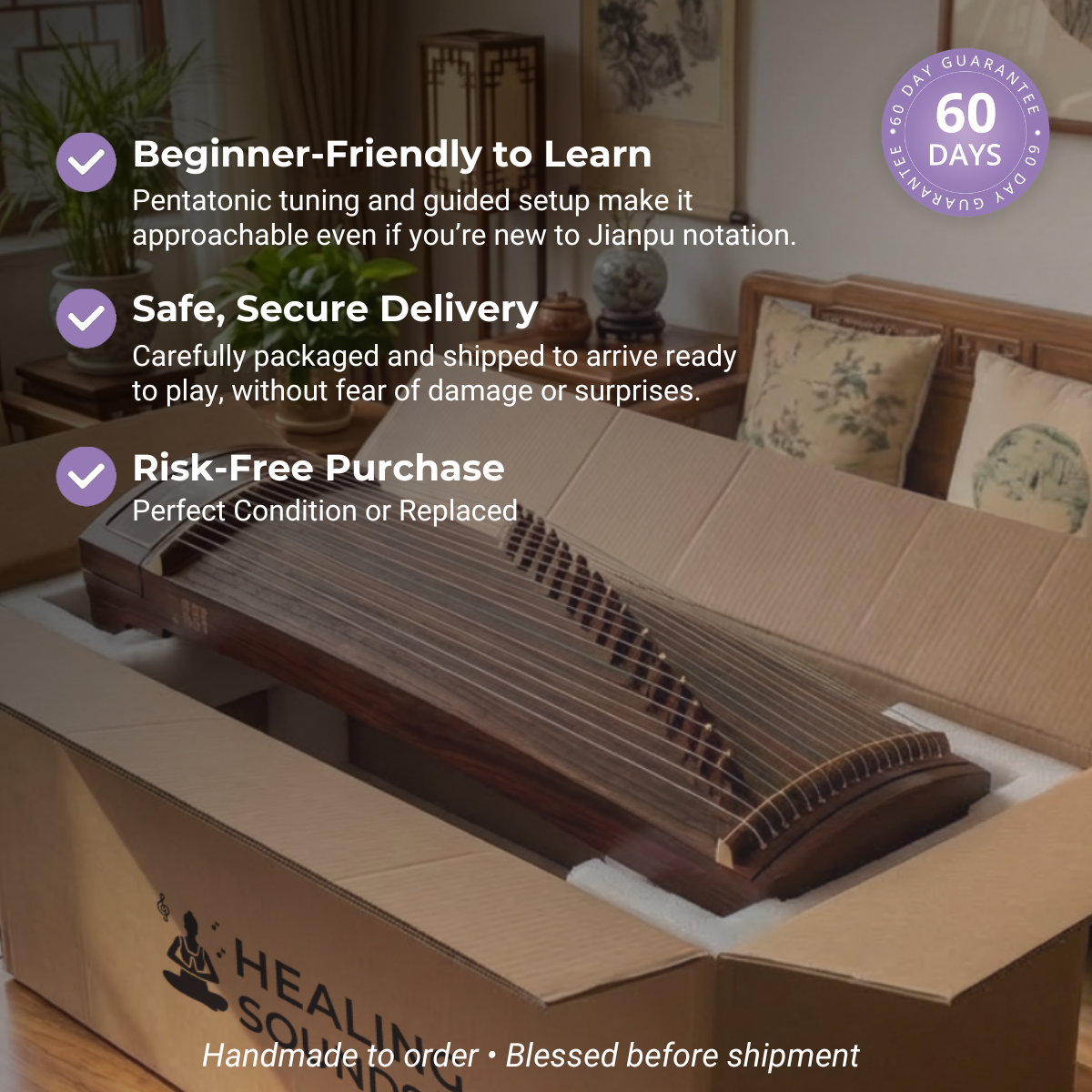 100 cm Guzheng Zither 21 Strings Paulownia 古筝