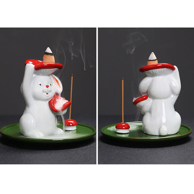 Year of the Rabbit Ceramic Incense Burner with Bunny Design