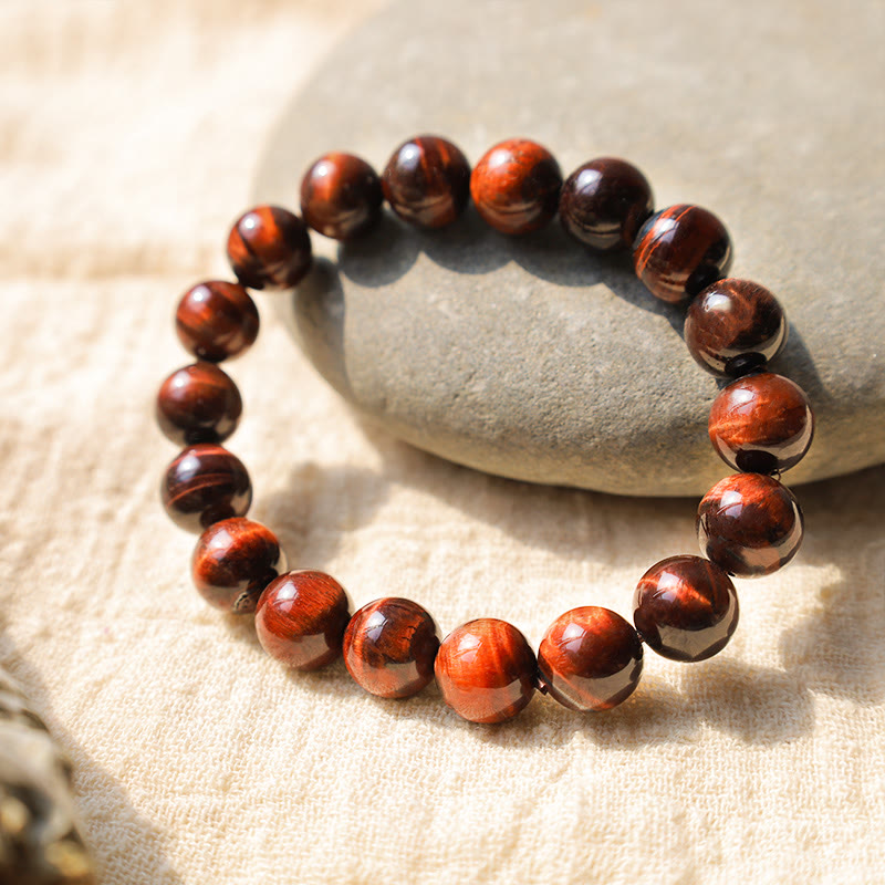 10mm Red Tiger Eye Healing Bracelet for Courage