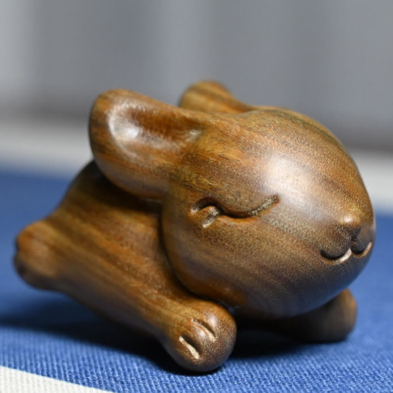 Small Green Sandalwood Rabbit Decoration for Peaceful Home
