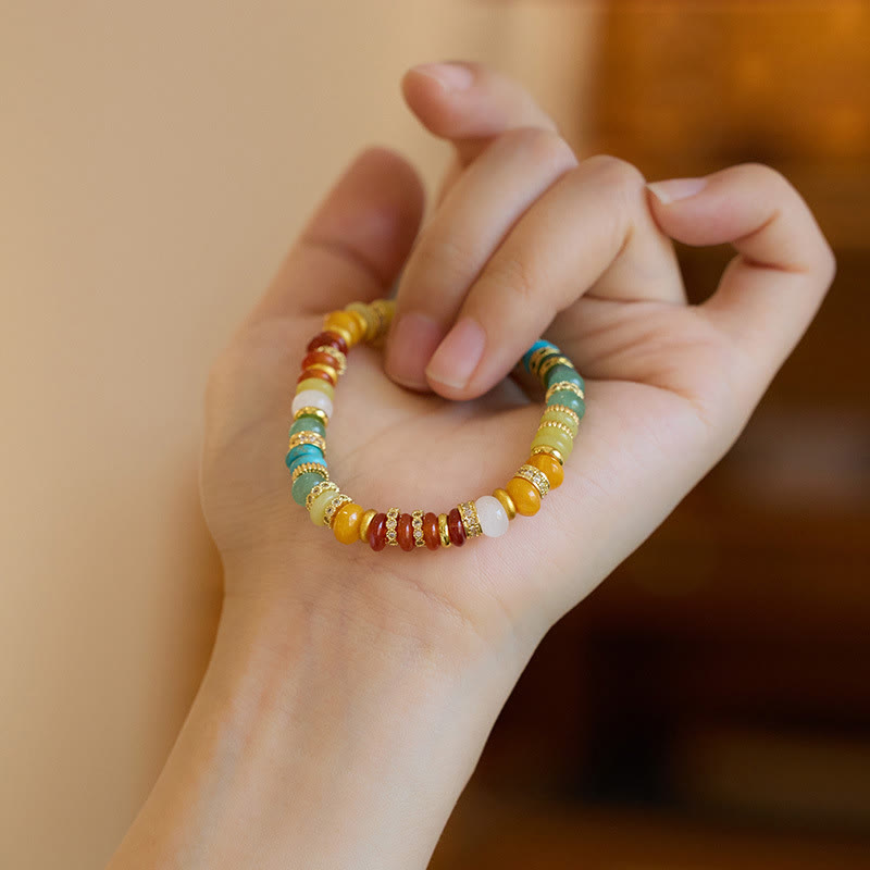 Rainbow Jade Agate Confidence Bracelet 6mm Healing Jewelry