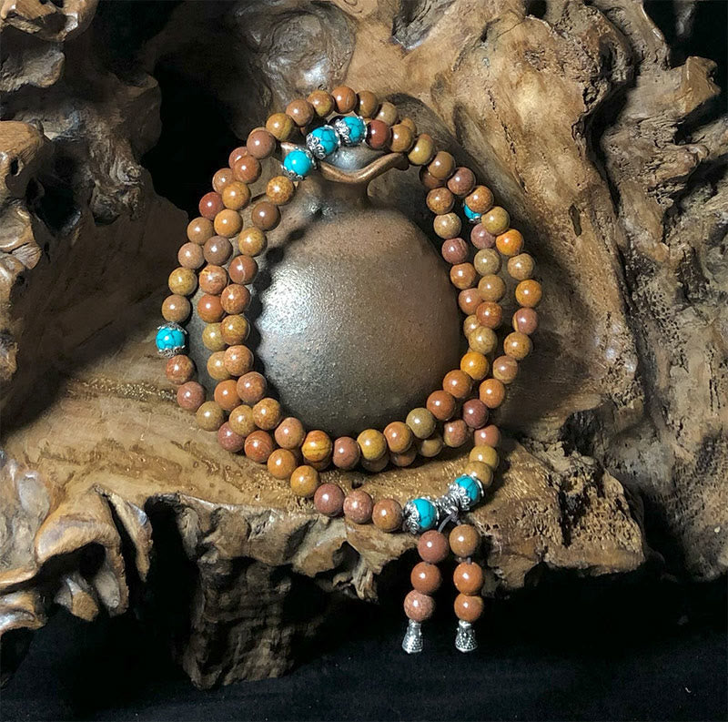 108 Bead Bian Stone Healing Mala Bracelet for Balance & Protection