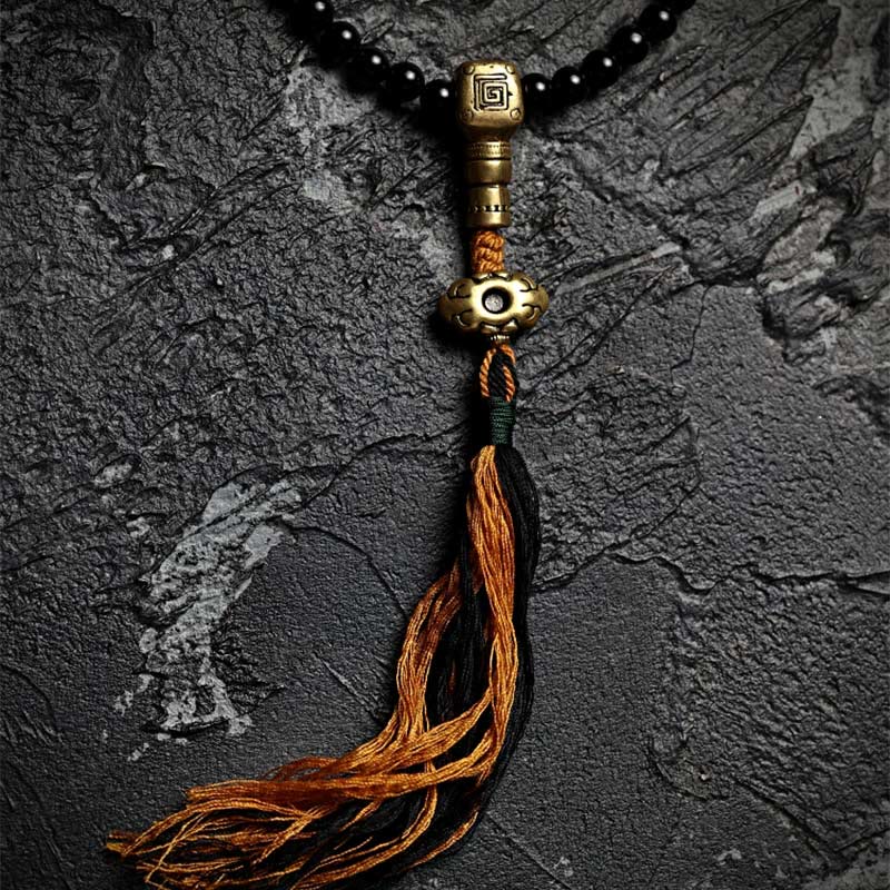 108 Bead Black Onyx Gemstone Mala Bracelet for Protection