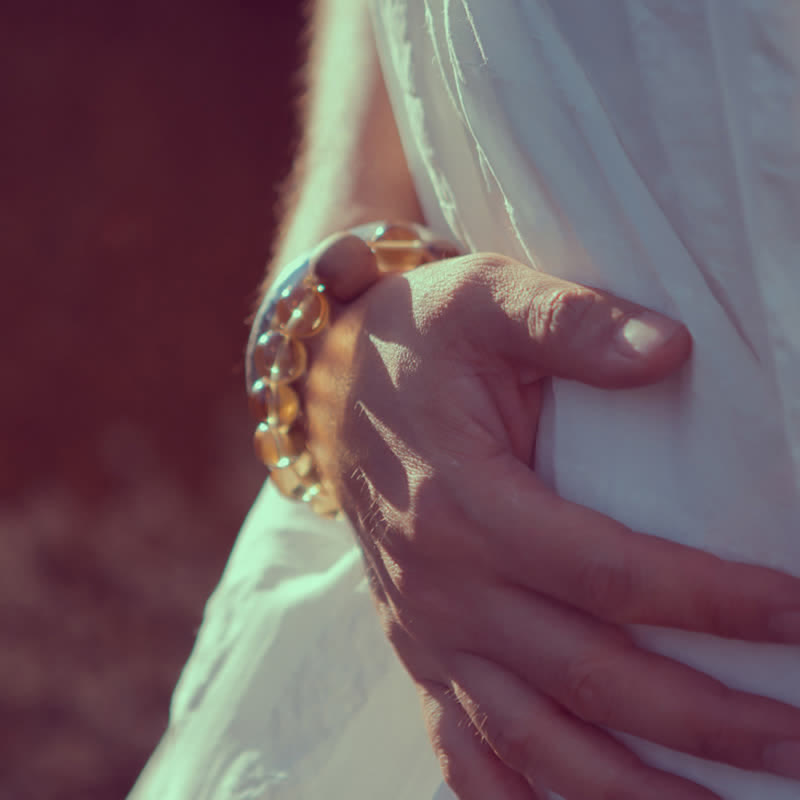 108 Bead Citrine Gemstone Mala Bracelet for Prosperity & Protection