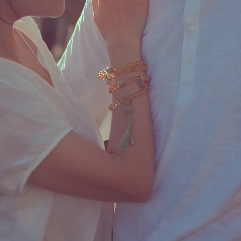 108 Bead Citrine Gemstone Mala Bracelet for Prosperity & Protection