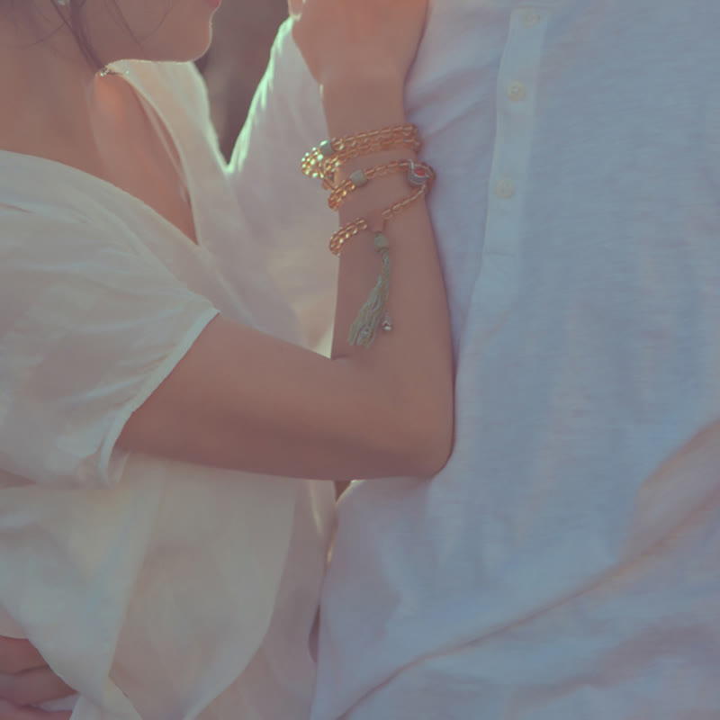 108 Bead Citrine Gemstone Mala Bracelet for Prosperity & Protection