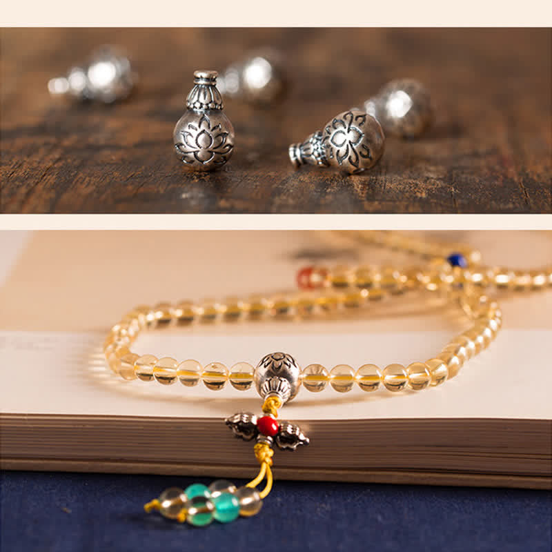 108-Bead Citrine & Red Agate Mala Bracelet for Meditation