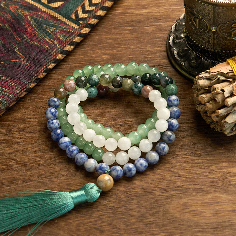 108 Bead Green Aventurine Mala Bracelet for Luck & Balance