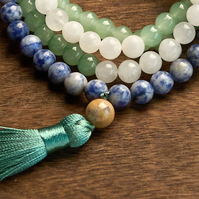 108 Bead Green Aventurine Mala Bracelet for Luck & Balance