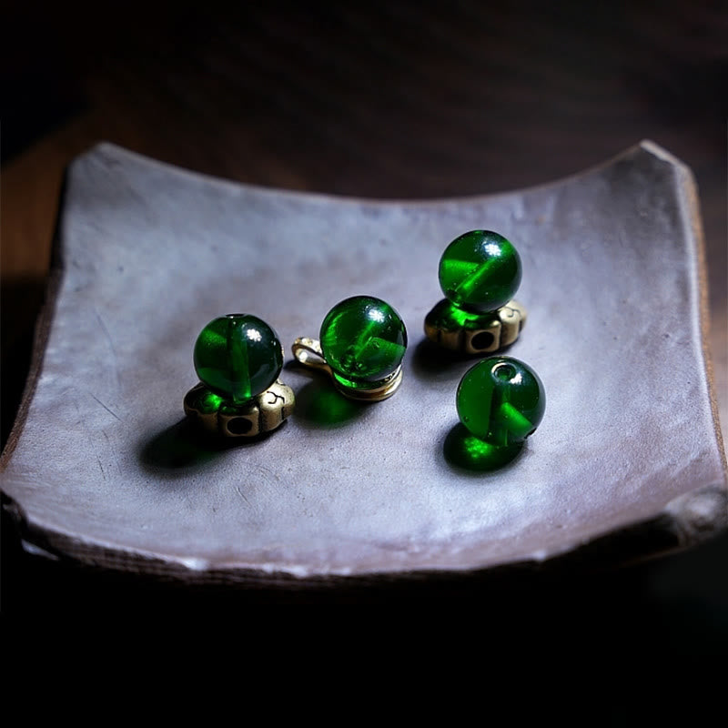 108 Bead Liuli Glass Mala Bracelet with Chinese Zodiac Charms