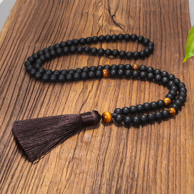108 Bead Mala Frosted Stone Tiger Eye Balance Bracelet Necklace