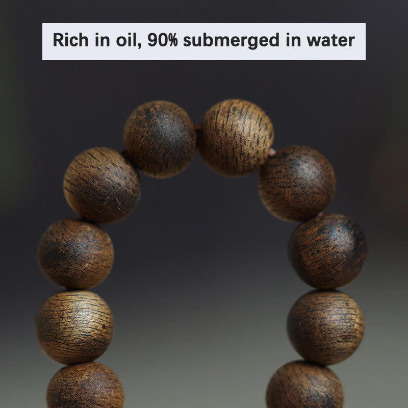 108 Bead Mala Meditation Bracelet with Agarwood Cyan Jade Amber