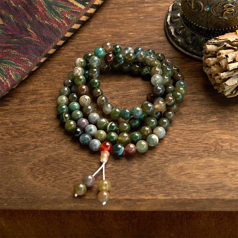 108 Bead Moss Agate 8mm Multi-Turn Healing Mala Bracelet