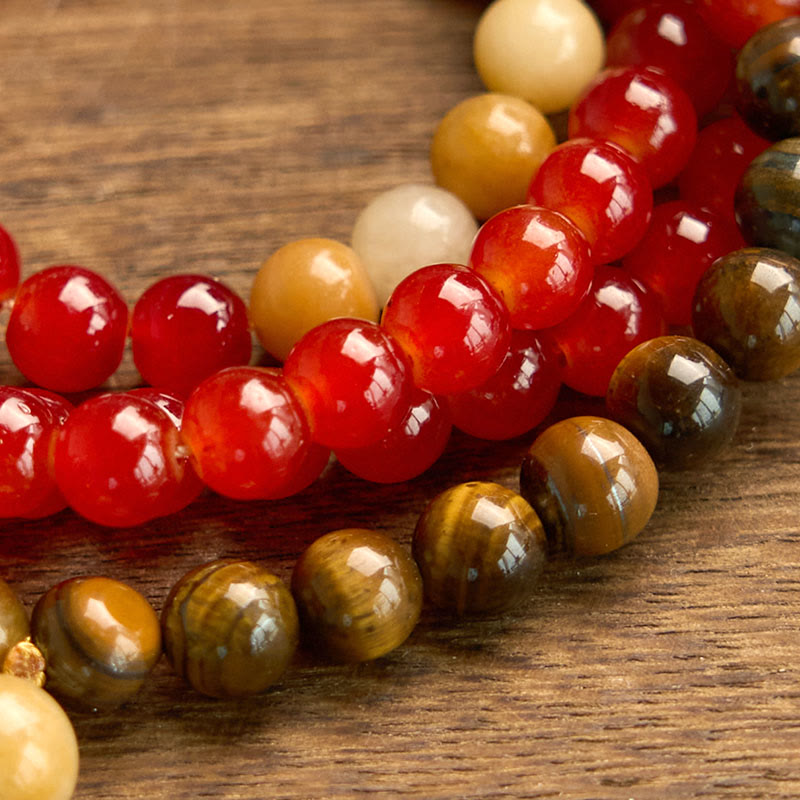 108 Bead Red Agate Tiger Eye Calm Mala Bracelet