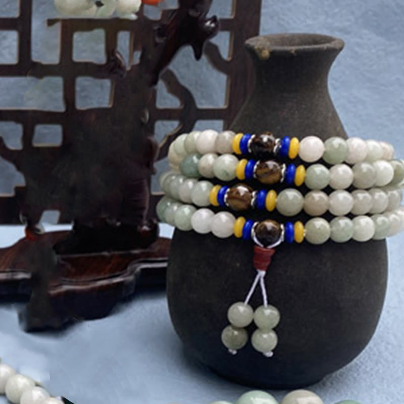 108 Bead Shetai Jade Luck Prosperity Mala Bracelet
