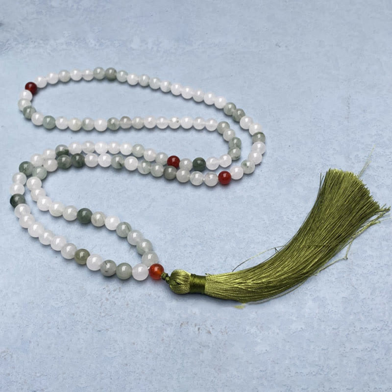 108 Bead Tianshan Jade Mala Bracelet for Prosperity & Luck