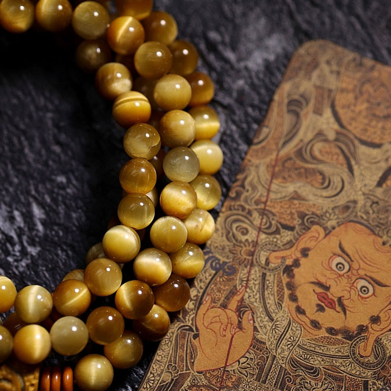108 Bead Tiger Eye Protection Mala Bracelet 6mm or 8mm