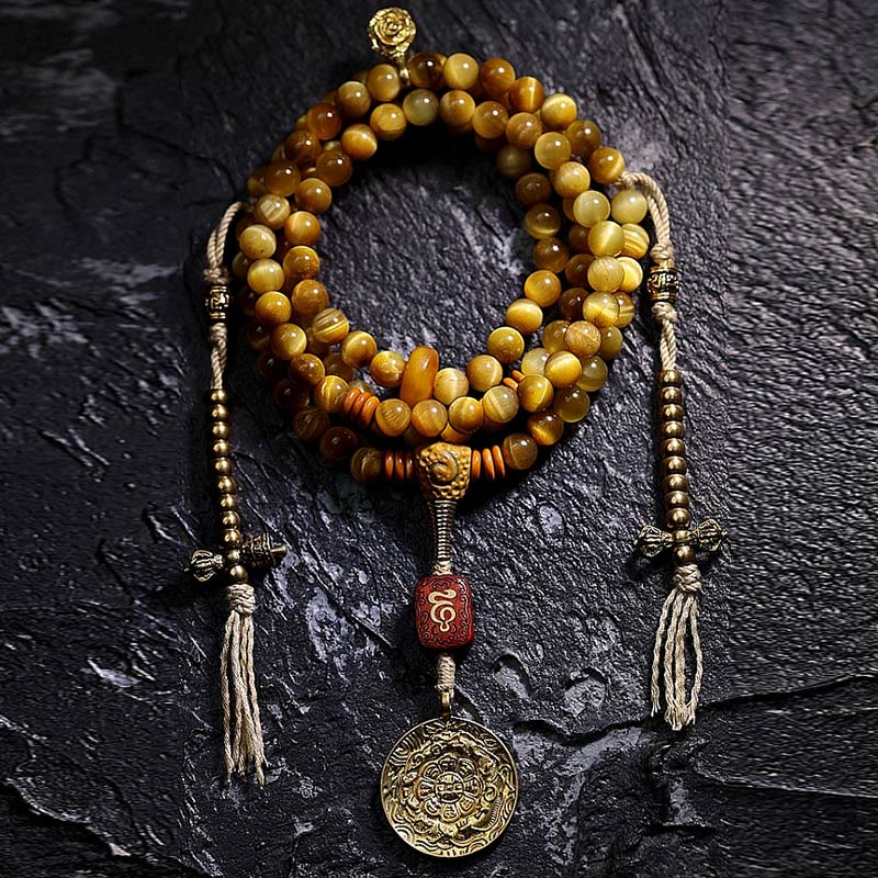108 Bead Tiger Eye Protection Mala Bracelet 6mm or 8mm