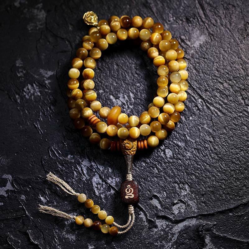 108 Bead Tiger Eye Protection Mala Bracelet 6mm or 8mm