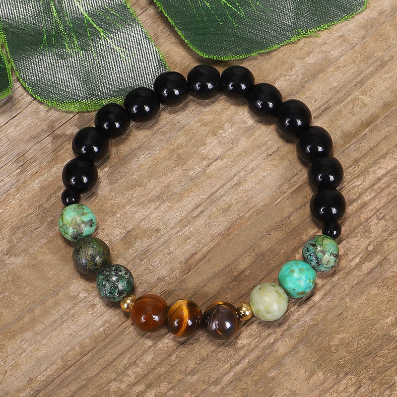 108 Bead Tiger Eye Turquoise Gemstone Mala Bracelet