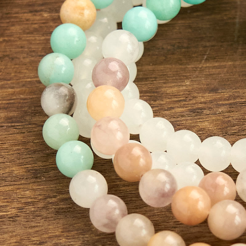 108 Bead White Jade Amazonite Healing Mala Bracelet