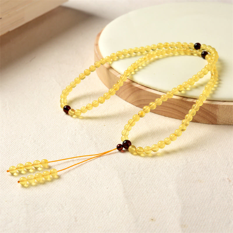 108 Beads Amber Gemstone Mala Bracelet for Anxiety Relief