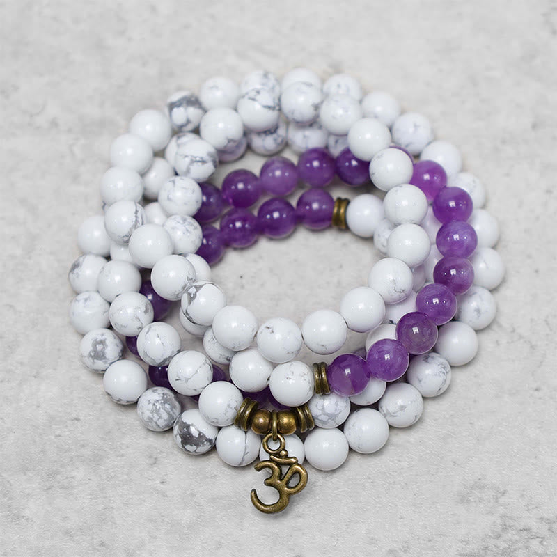 108 Beads Amethyst White Turquoise Healing Bracelet