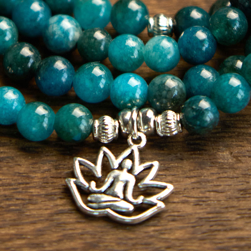108 Beads Apatite Gemstone Mala Bracelet for Meditation