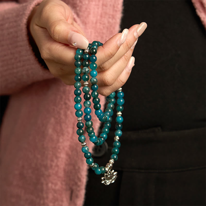 108 Beads Apatite Gemstone Mala Bracelet for Meditation