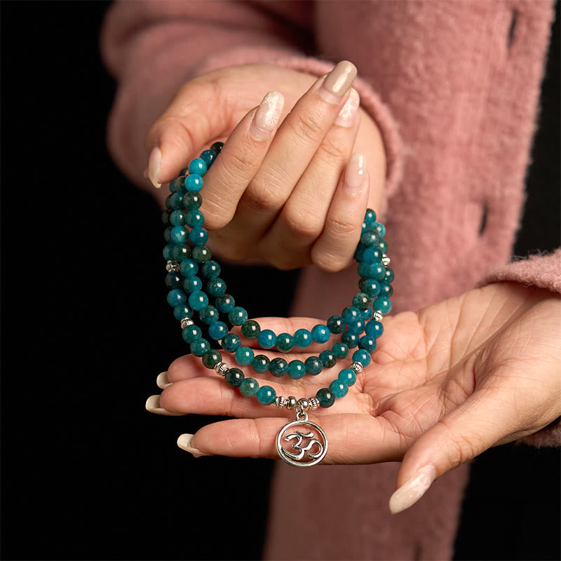 108 Beads Apatite Gemstone Mala Bracelet for Meditation