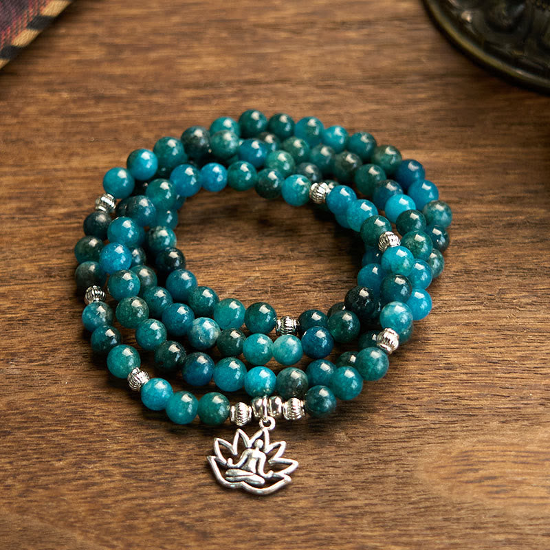 108 Beads Apatite Gemstone Mala Bracelet for Meditation