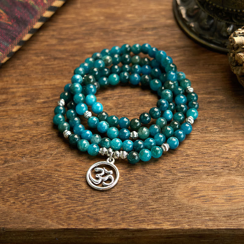 108 Beads Apatite Gemstone Mala Bracelet for Meditation