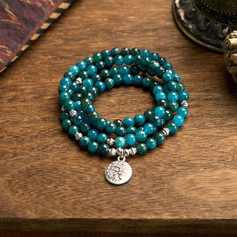 108 Beads Apatite Gemstone Mala Bracelet for Meditation