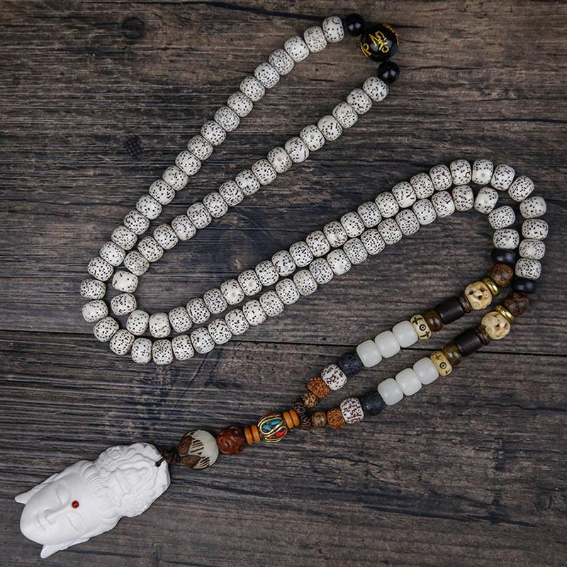 108 Beads Bodhi Seed Mala Bracelet | Avalokitesvara Pixiu Guan Gong