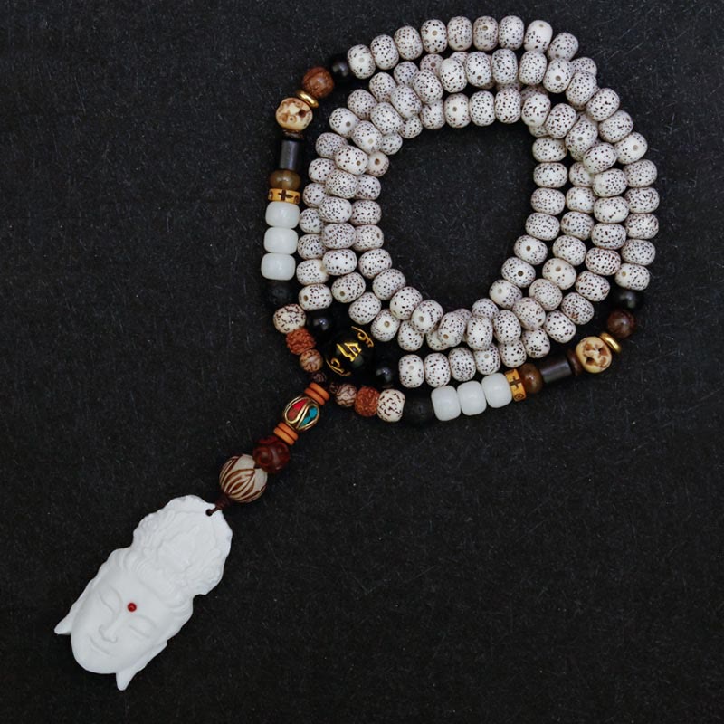 108 Beads Bodhi Seed Mala Bracelet | Avalokitesvara Pixiu Guan Gong