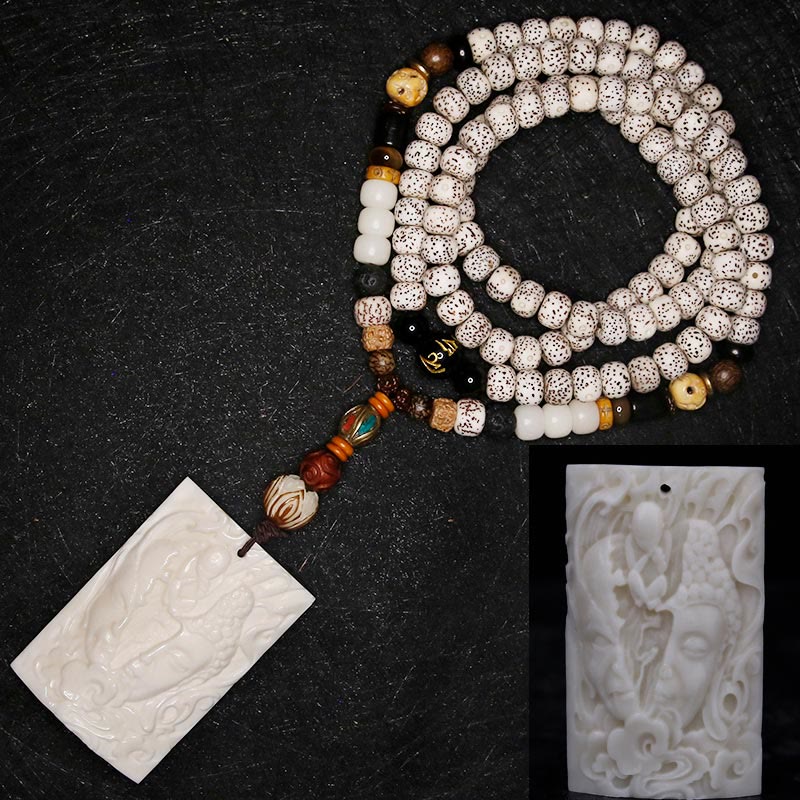 108 Beads Bodhi Seed Mala Bracelet | Avalokitesvara Pixiu Guan Gong