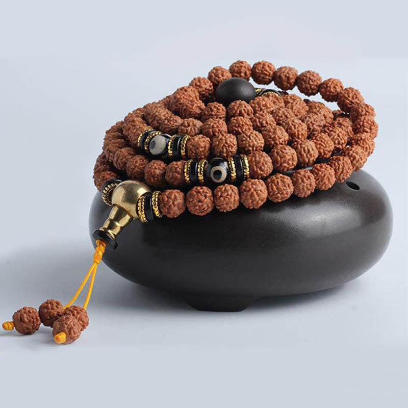 108 Beads Bodhi Seed Mala Bracelet for Meditation & Luck