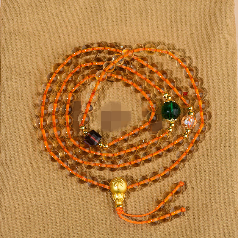 108 Beads Citrine Mala Bracelet for Happiness & Prosperity