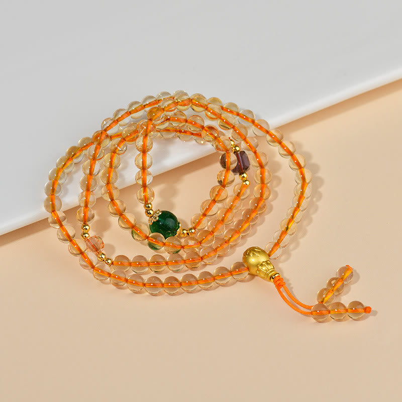 108 Beads Citrine Mala Bracelet for Happiness & Prosperity