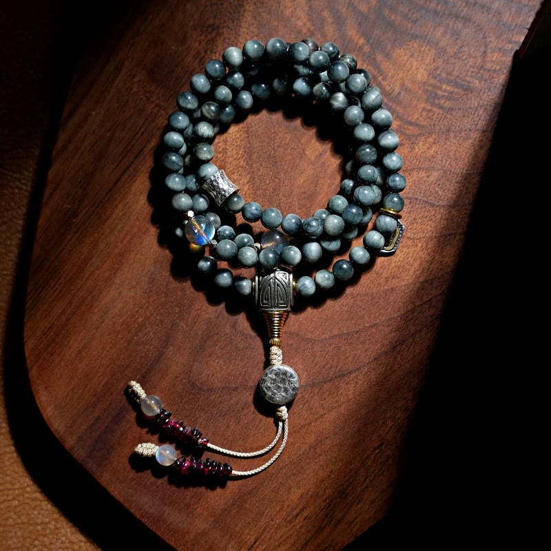 108 Beads Eagle's Eye Stone Mala Bracelet for Positive Energy