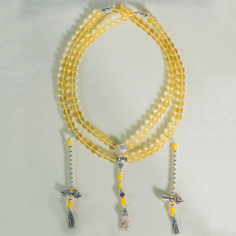 108 Beads Natural Citrine & Red Agate Prosperity Bracelet